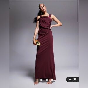 ASOS DESIGN double strap knot neck detail maxi dress in burgundy